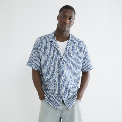 Navy Stripe Plisse Shirt