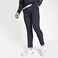 Navy stripe super skinny jogger trousers