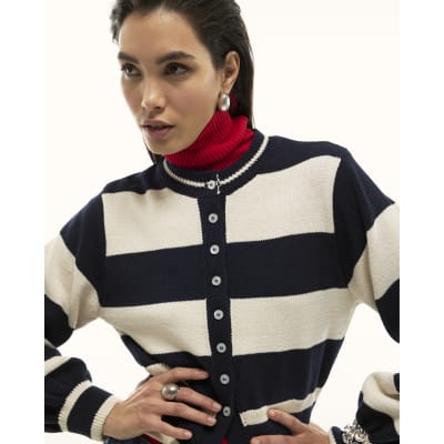 Navy Striped Cardigan