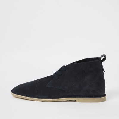 navy suede desert boots
