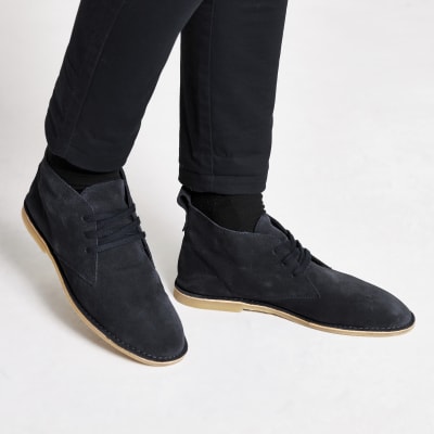 navy suede desert boots