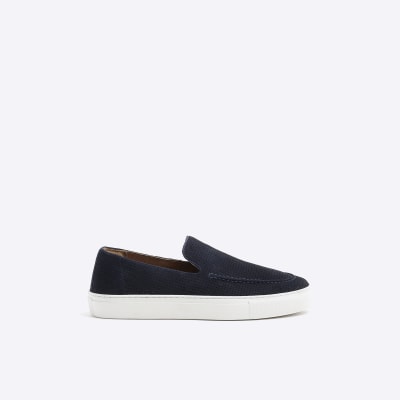 Navy Suede Loafers River Island