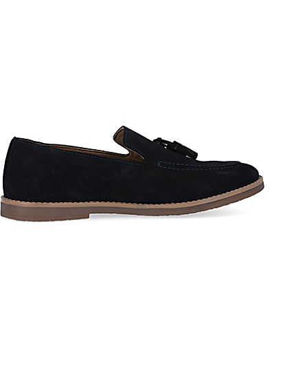 360 degree animation of product Navy suede tassel loafers frame-14