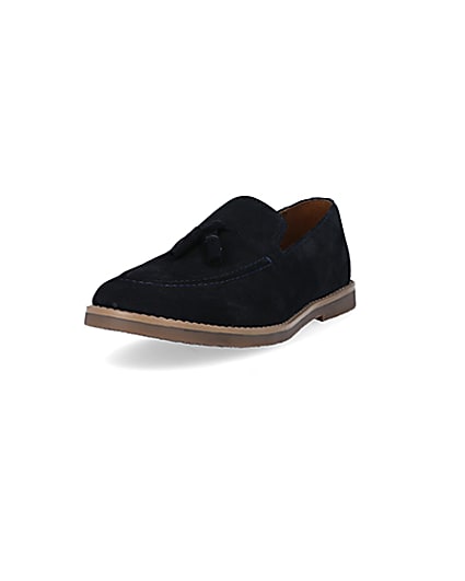 360 degree animation of product Navy suede tassel loafers frame-23