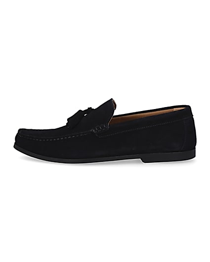 360 degree animation of product Navy suede tassel loafers frame-3