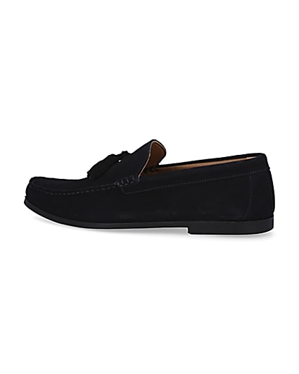 360 degree animation of product Navy suede tassel loafers frame-4