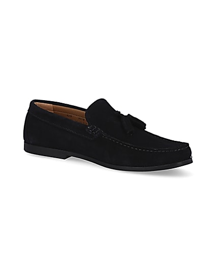 360 degree animation of product Navy suede tassel loafers frame-17