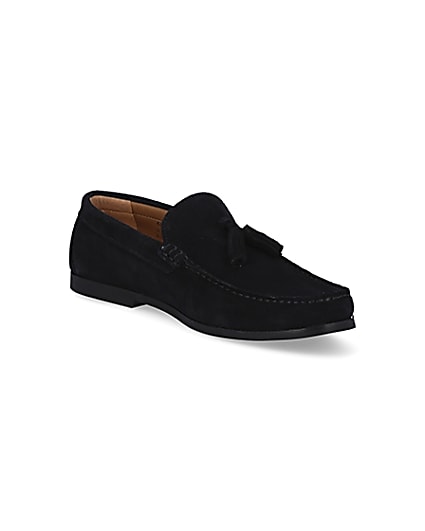 360 degree animation of product Navy suede tassel loafers frame-18