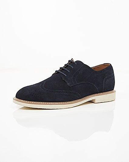 360 degree animation of product Navy suede white sole brogues frame-0