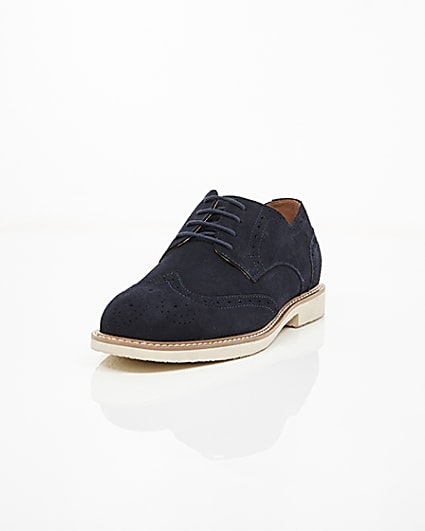 360 degree animation of product Navy suede white sole brogues frame-2