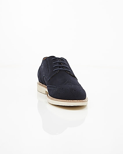 360 degree animation of product Navy suede white sole brogues frame-5