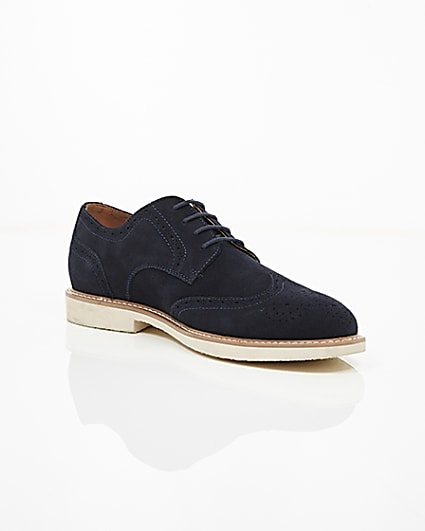 360 degree animation of product Navy suede white sole brogues frame-7