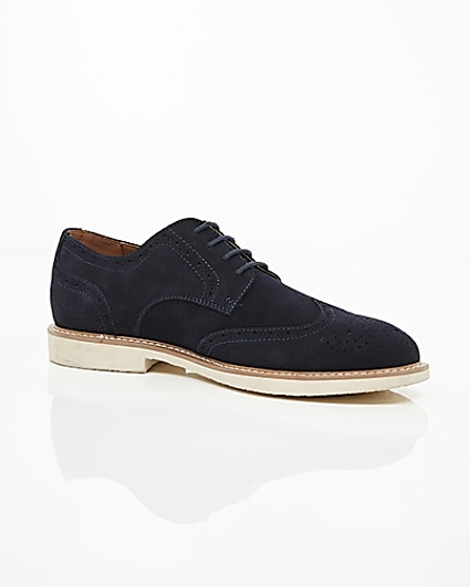 360 degree animation of product Navy suede white sole brogues frame-8