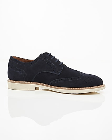 360 degree animation of product Navy suede white sole brogues frame-9