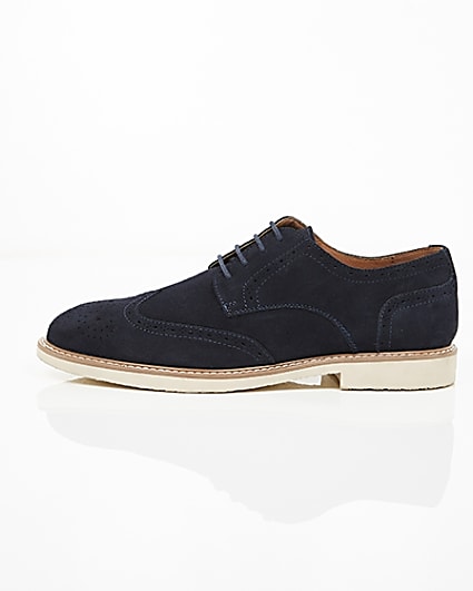360 degree animation of product Navy suede white sole brogues frame-22