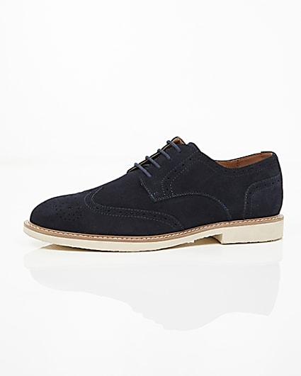 360 degree animation of product Navy suede white sole brogues frame-23