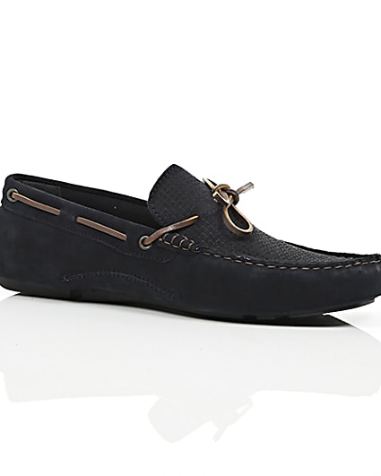360 degree animation of product Navy suede woven driver shoes frame-8