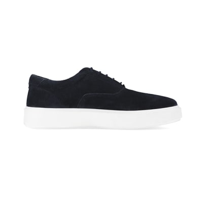 360 degree animation of product Navy suedette lace up trainers frame-15