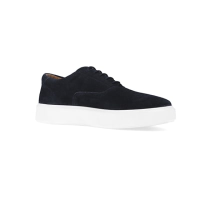 360 degree animation of product Navy suedette lace up trainers frame-17