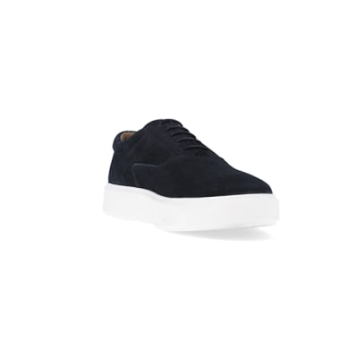 360 degree animation of product Navy suedette lace up trainers frame-19