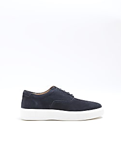 Navy suedette lace up trainers