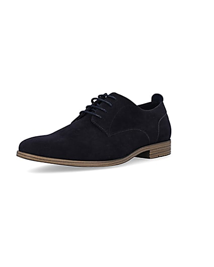 360 degree animation of product Navy suedette pointed derby shoes frame-0