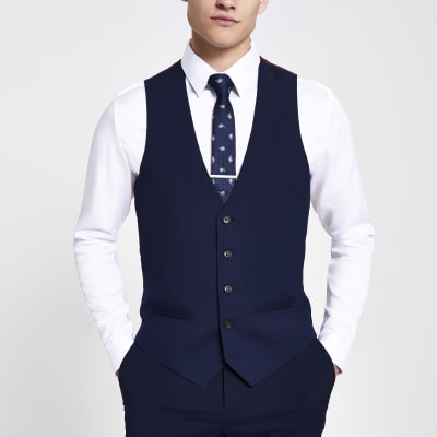Gilet De Costume Bleu Marine Almanusa