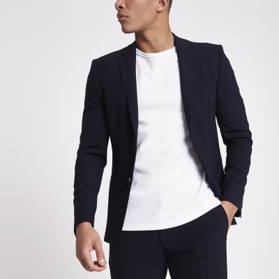 Navy super skinny fit suit jacket