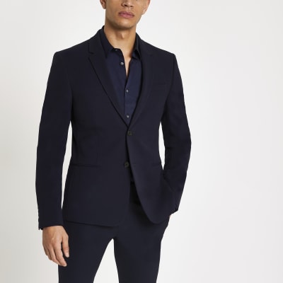 Navy super skinny suit jacket