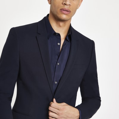 Navy super skinny suit jacket
