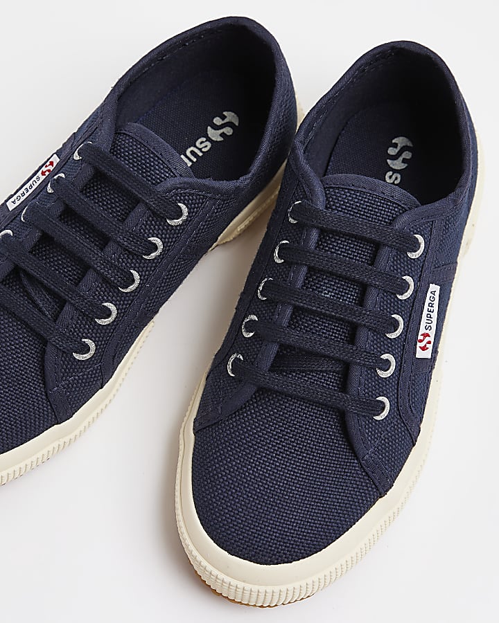 Navy Superga lace up canvas Trainers