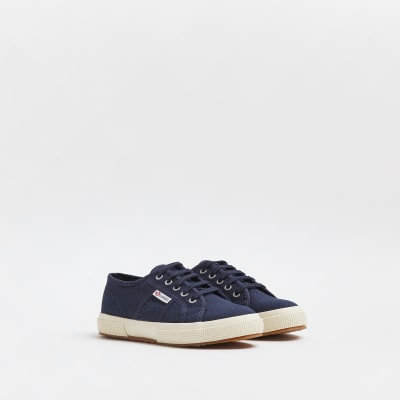 Navy Superga lace up canvas Trainers