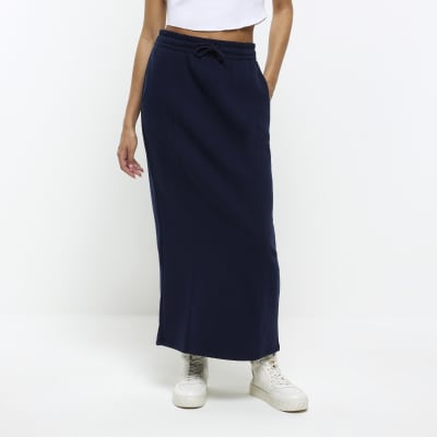 Navy skirt river top island