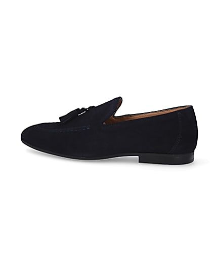 360 degree animation of product Navy tassel suede loafers frame-4