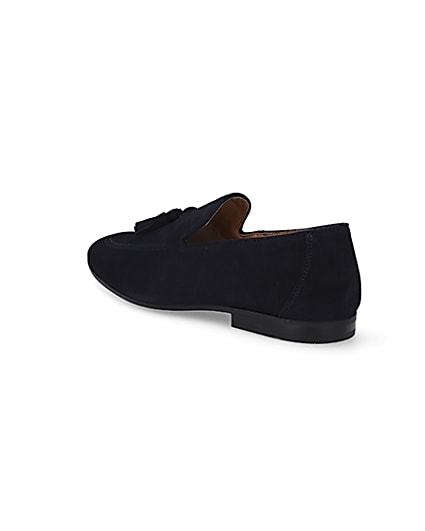360 degree animation of product Navy tassel suede loafers frame-6