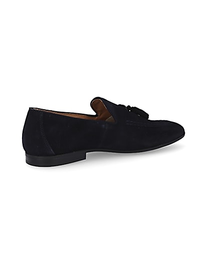360 degree animation of product Navy tassel suede loafers frame-13