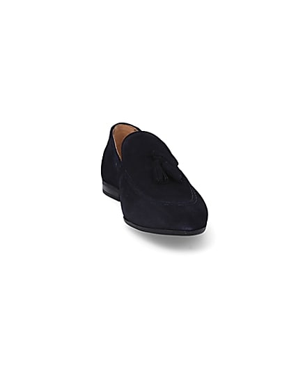 360 degree animation of product Navy tassel suede loafers frame-20