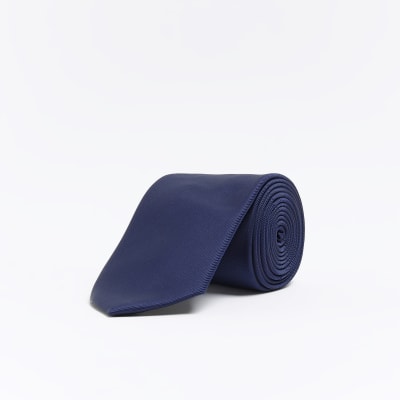 Navy twill tie River Island