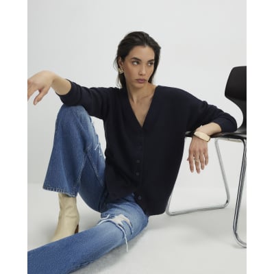 Navy V Neck Cardigan