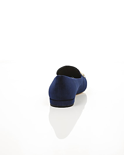360 degree animation of product Navy velvet embellished slippers frame-16