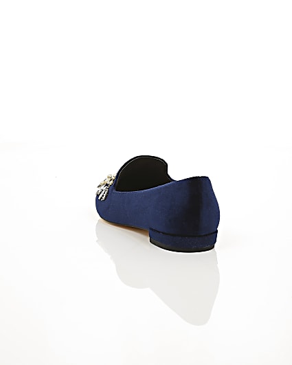 360 degree animation of product Navy velvet embellished slippers frame-18
