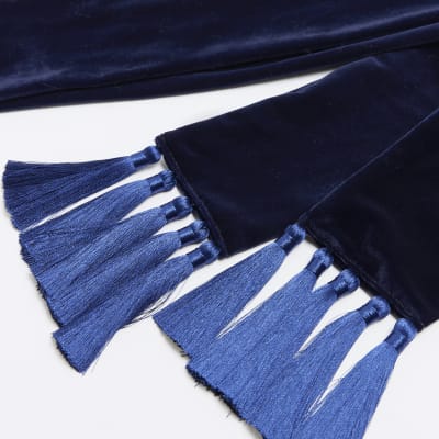 Navy store velvet scarf