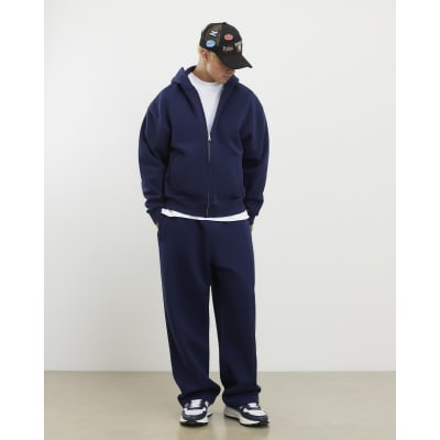 Navy Wide Fit Pintuck Joggers