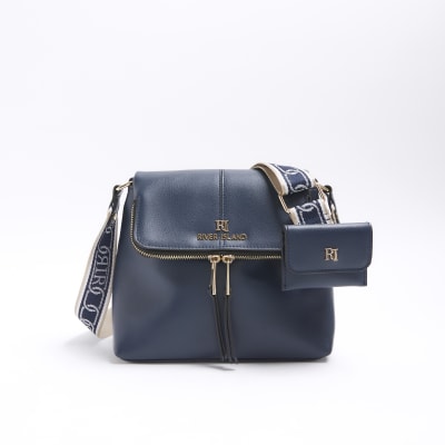 Navy Zip Messenger Cross Body Bag River Island