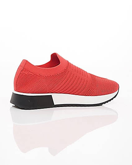 360 degree animation of product Neon coral knitted runner trainers frame-11