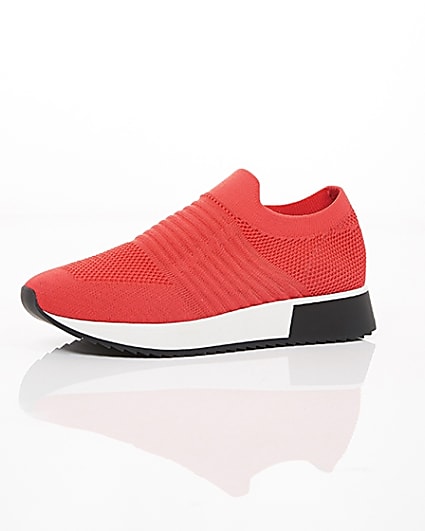 360 degree animation of product Neon coral knitted runner trainers frame-23