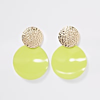 Neon green textured drop earrings