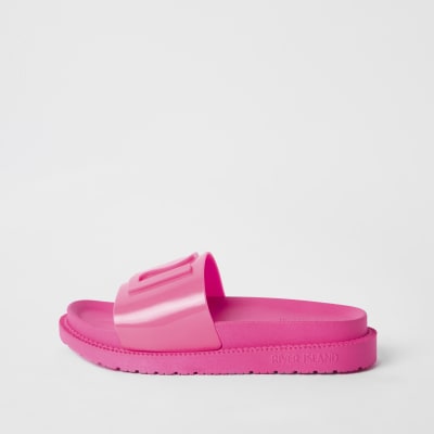 Neon pink RI jelly sliders