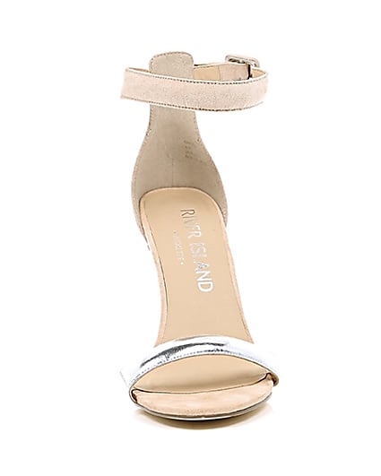 360 degree animation of product Nude barely there metallic wide fit sandals frame-4