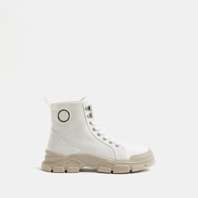 Nushu cream chunky hiker ankle boots | River Island